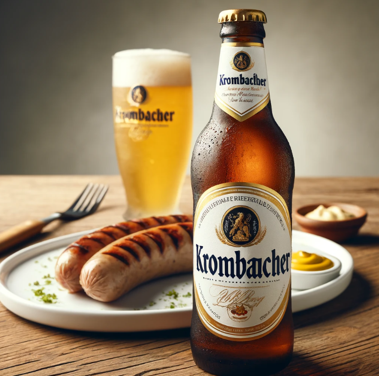 Krombacher and Bratwurst combo.